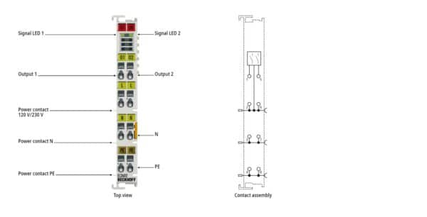 El2602-EtherCAT Terminal, 2-channel relay output, 230 V AC, 30 V DC, 5 A